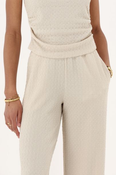Beige wide leg trousers with structure