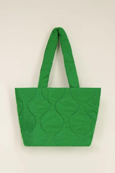 Green padded tote bag
