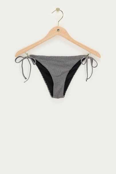 Black-white checkered bikini bottom with tie strings