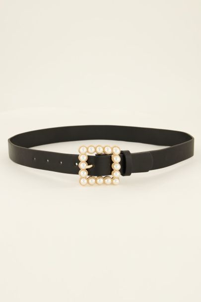 Black belt with gold buckle & pearls | My Jewellery