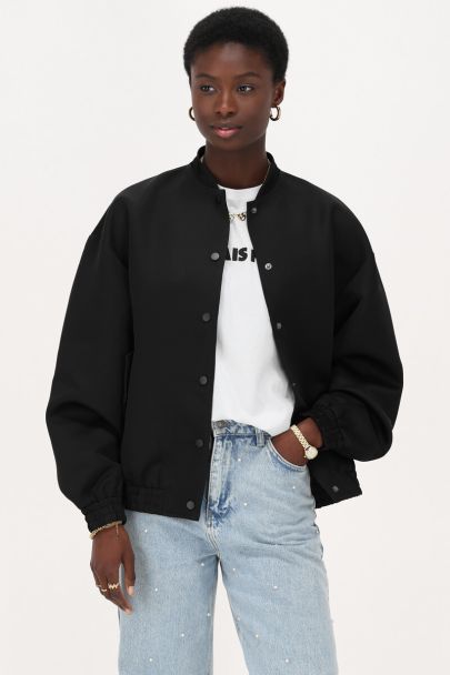 Schwarze Bomberjacke im Satin-Look