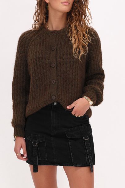 Minijupe cargo en denim noir 
