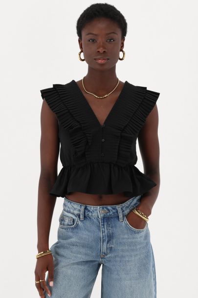 Zwarte corset top met v-hals