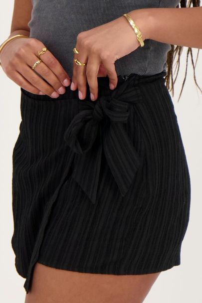 Black crinkle wrap skort