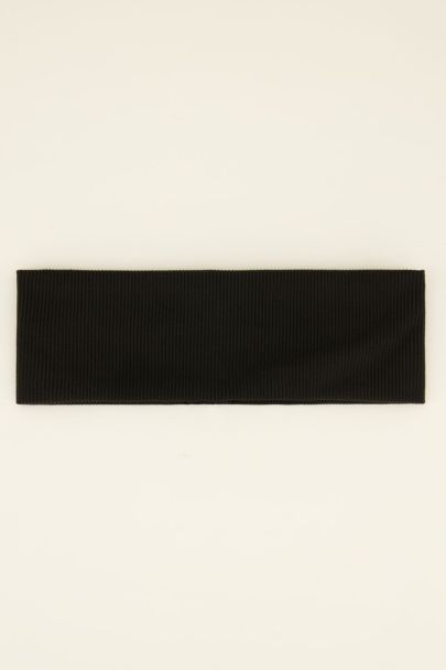 Schwarzes elastisches Haarband aus Rippstoff