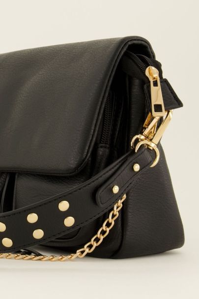 Black shoulder bag with two compartments
