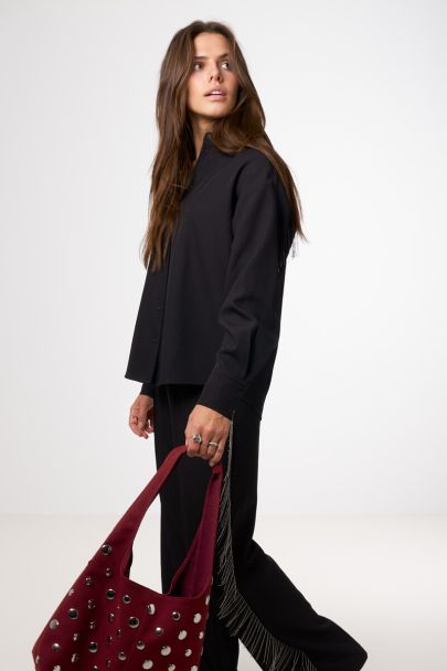 Zwarte oversized blouse met ballchain