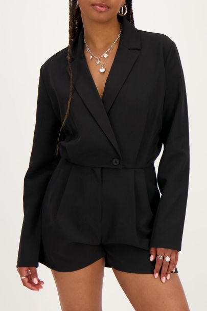 Black playsuit with v-neck