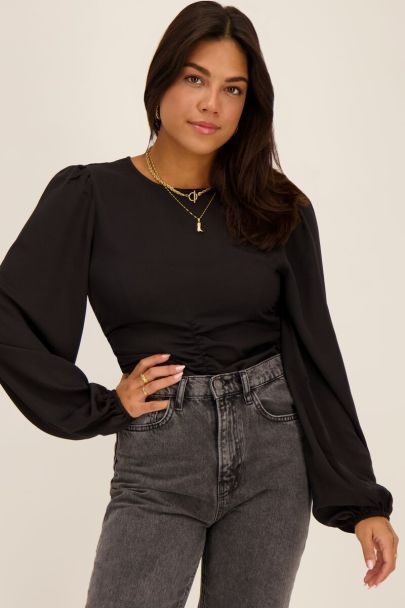 Zwarte top met plooien 