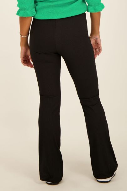 Black ribbed flared trousers