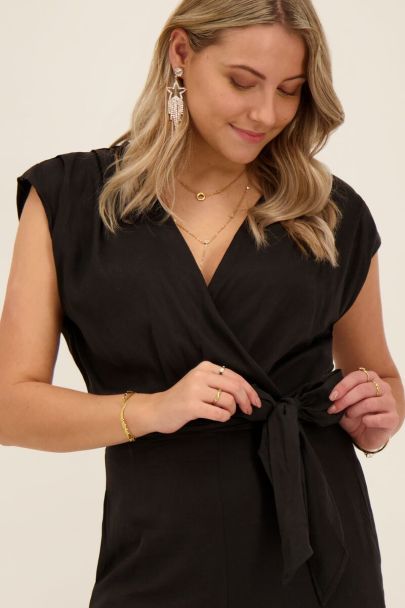 Zwarte wikkel jumpsuit zonder mouwen