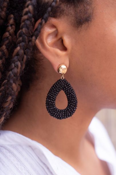Black statement earrings with rhinestones