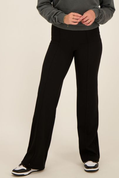 Black straight fit trousers
