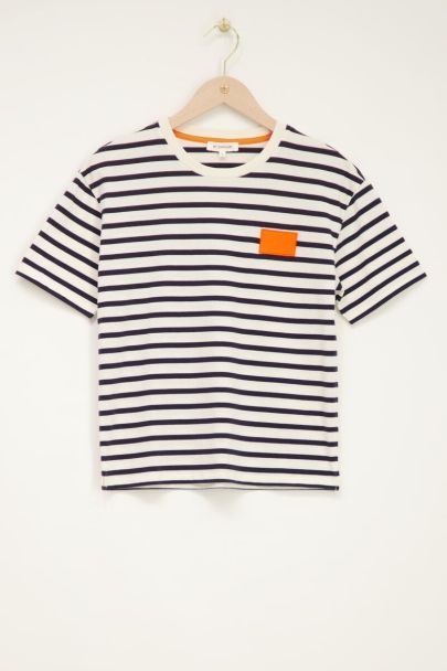 Zwart gestreept T-shirt met patch | My Jewellery