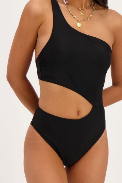 Maillot de bain noir à une épaule 