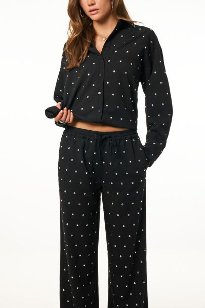 Zwarte pantalon met zilverkleurige studs
