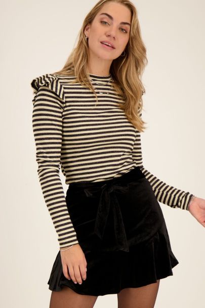Jupe-short noire en velours à ceinture