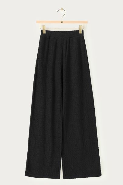Zwarte wide leg crêpe broek