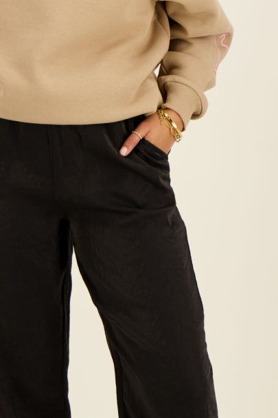 Pantalon large noir métallique