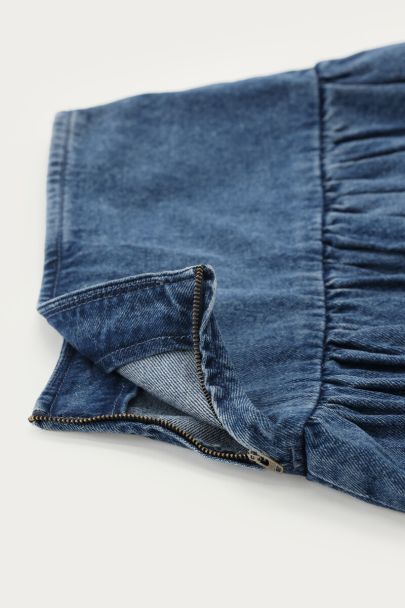 Blauwe denim ballon rok