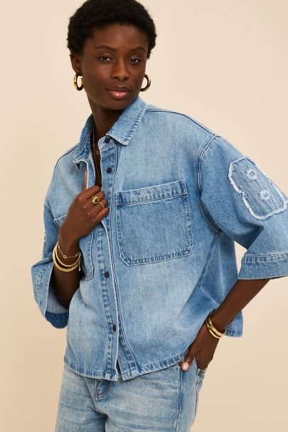 Chemise en denim bleu "Amour"