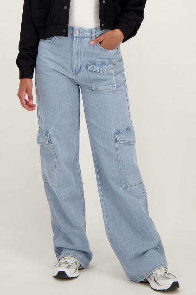 Blue denim cargo jeans