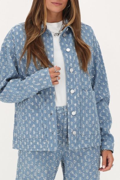 Veste en jean bleu avec paillettes