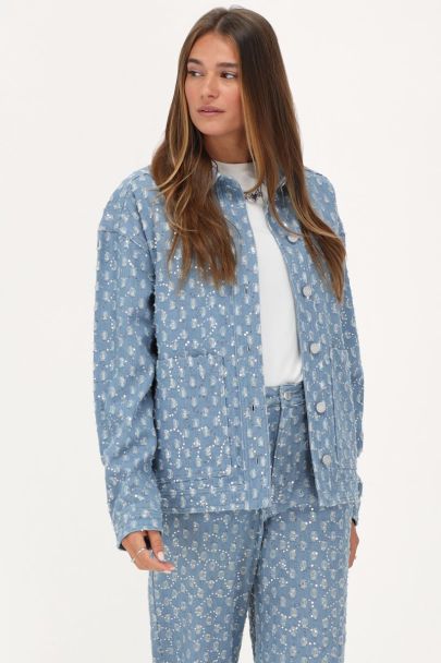 Veste en jean bleu avec paillettes
