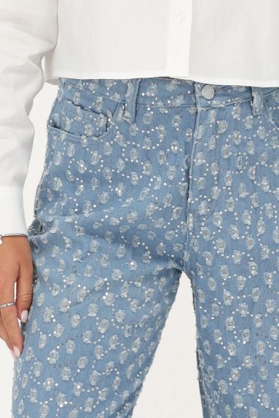 Blaue Jeans mit Pailletten