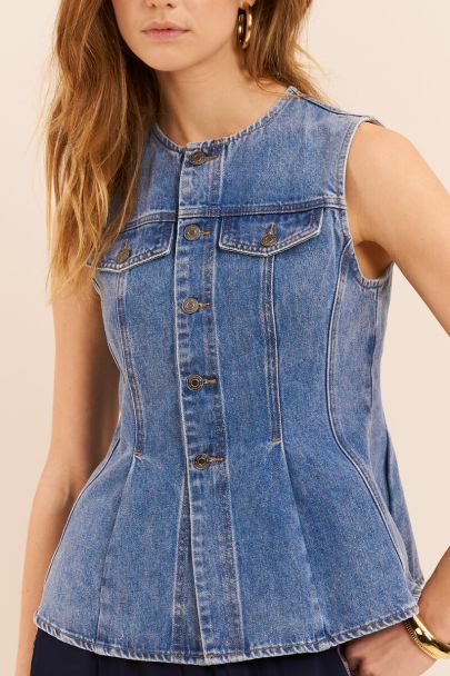 Blauwe denim peplum top
