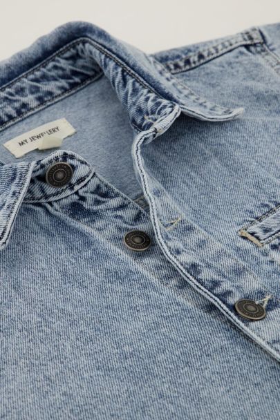 Blauer Jeans-Playsuit mit Brusttasche