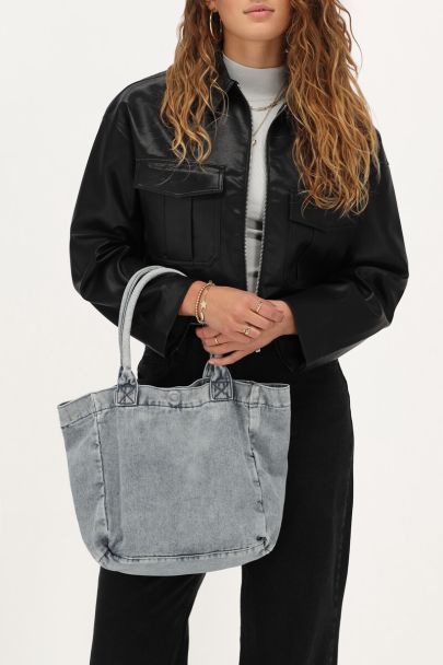 Blue denim mini tote bag