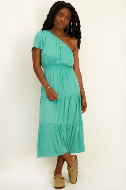 Blue one-shoulder maxi dress