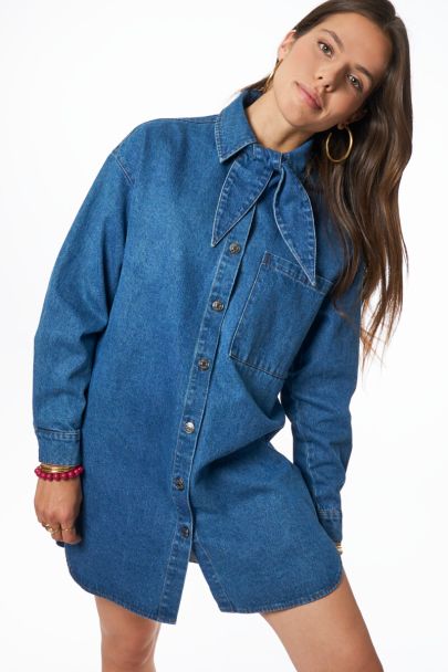 Blauwe oversized denim jurk