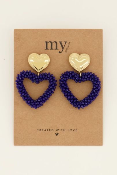 Statement earrings with beaded heart | My Jewellery