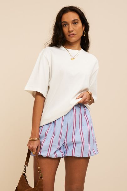 Blauw gestreepte ballon short