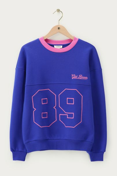 Blauwe sweater "89 Club amour"