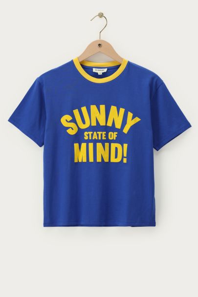 Blauw T-shirt "Sunny state of mind"
