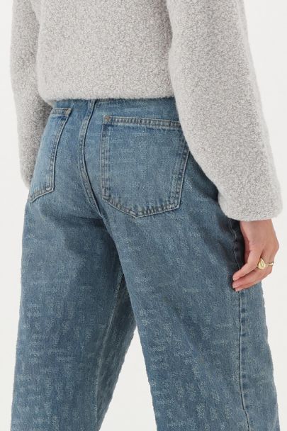 Blauwe wide leg jeans met structuur