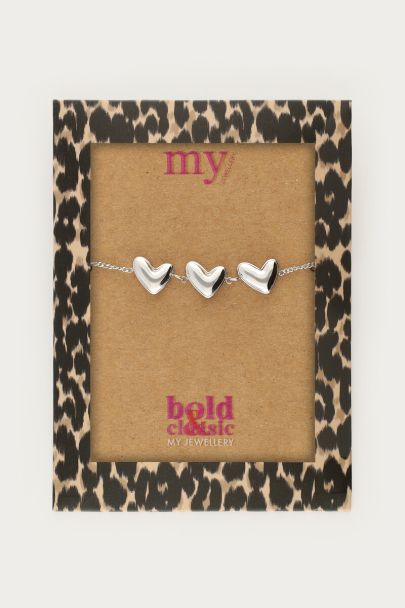 Bold bracelet with three hearts