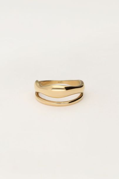 Bold double ring with organic shape