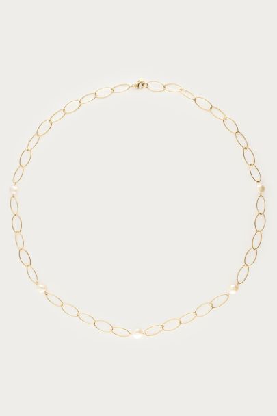 Bold long chain necklace with freshwater pearls