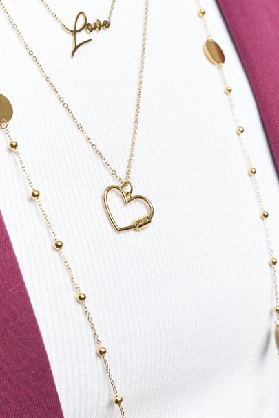 Bold long minimalist necklace with heart