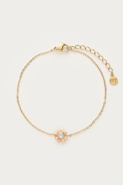 Botanical Armband mit kleiner beigefarbener Strassblume