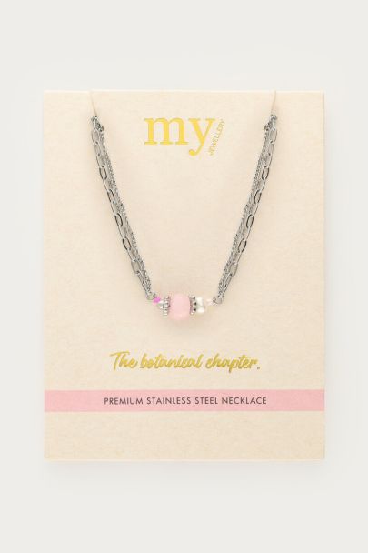 Collier Botanical double avec pierre rose