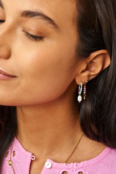 Puces d'oreilles avec mini perles fantaisie multicolores