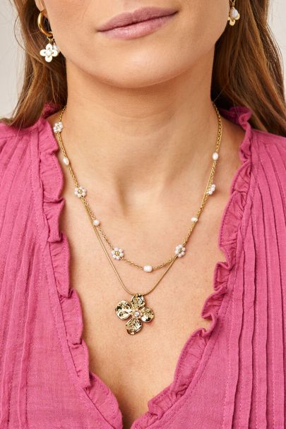 Botanical ketting met zoetwaterparel bloemen