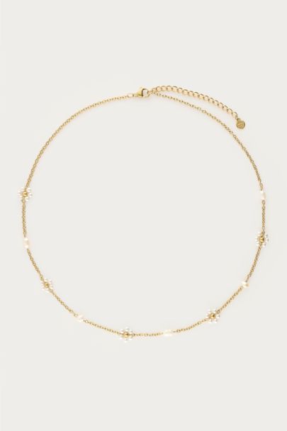 Botanical ketting met zoetwaterparel bloemen