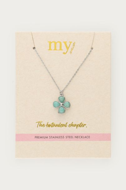 Botanical ketting met lichtblauwe klaver
