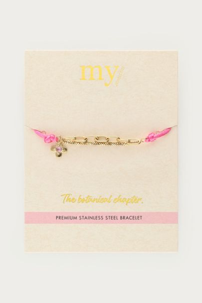 Botanical pinkes Stoffarmband mit Blume
